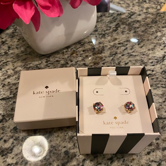 Kate Spade Glitter Stud Earrings in "Confetti Multi Glitter" 14K Gold Plated - Picture 4 of 12